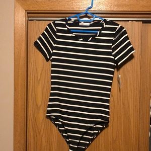 Black and white striped t-shirt bodysuit
